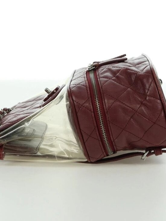 CHANEL Matelasse Chain Backpack Leather Bordeaux Silver CC Auth 172627A main image 15